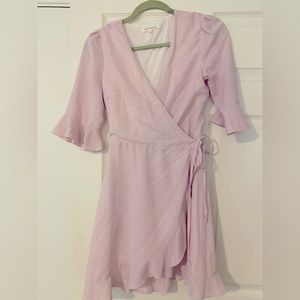 Wrap dress pink white Easter dress Nordstrom ruffle size small
